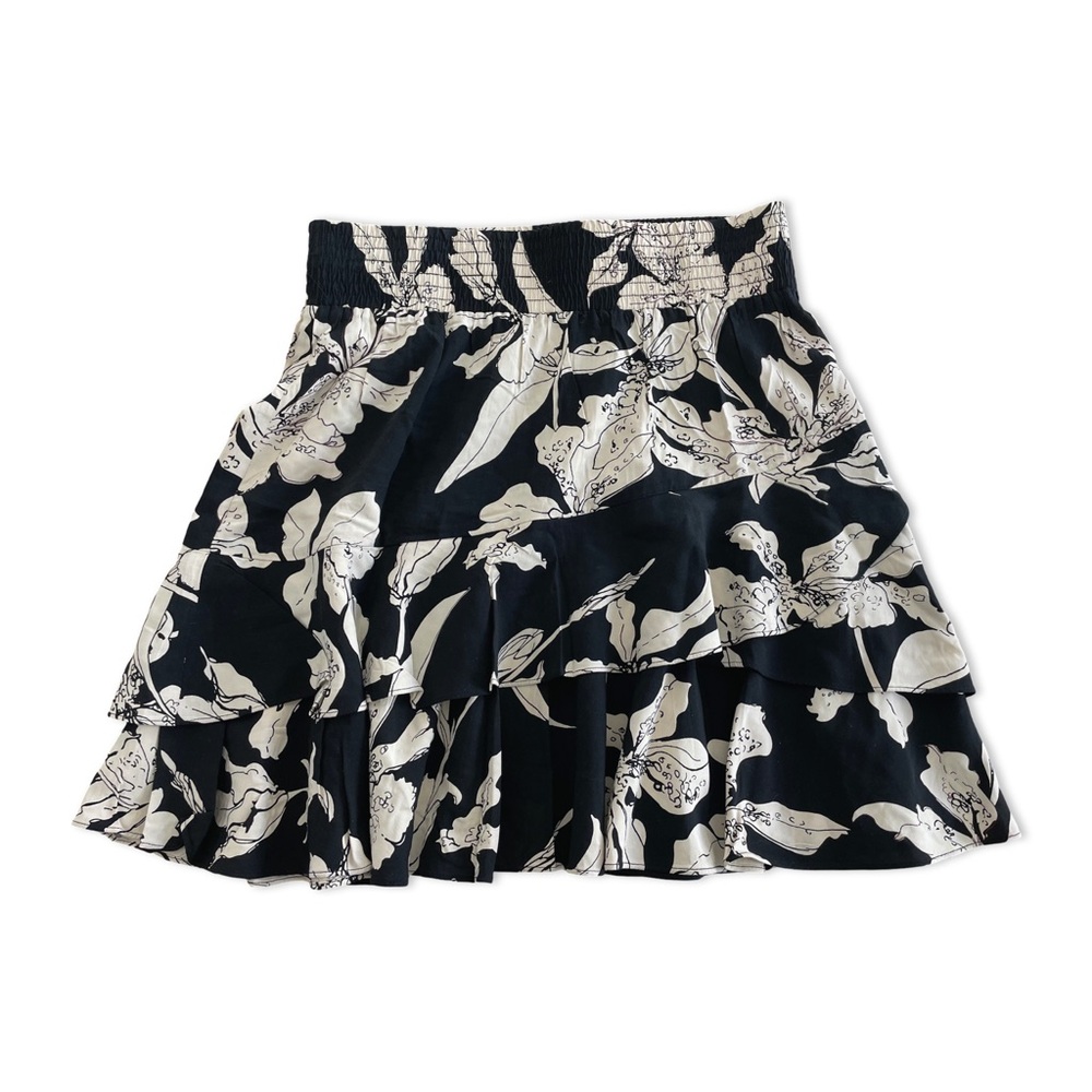 CAbi Isabel Black Floral Tiered Mini Skirt Style 5053 Size S